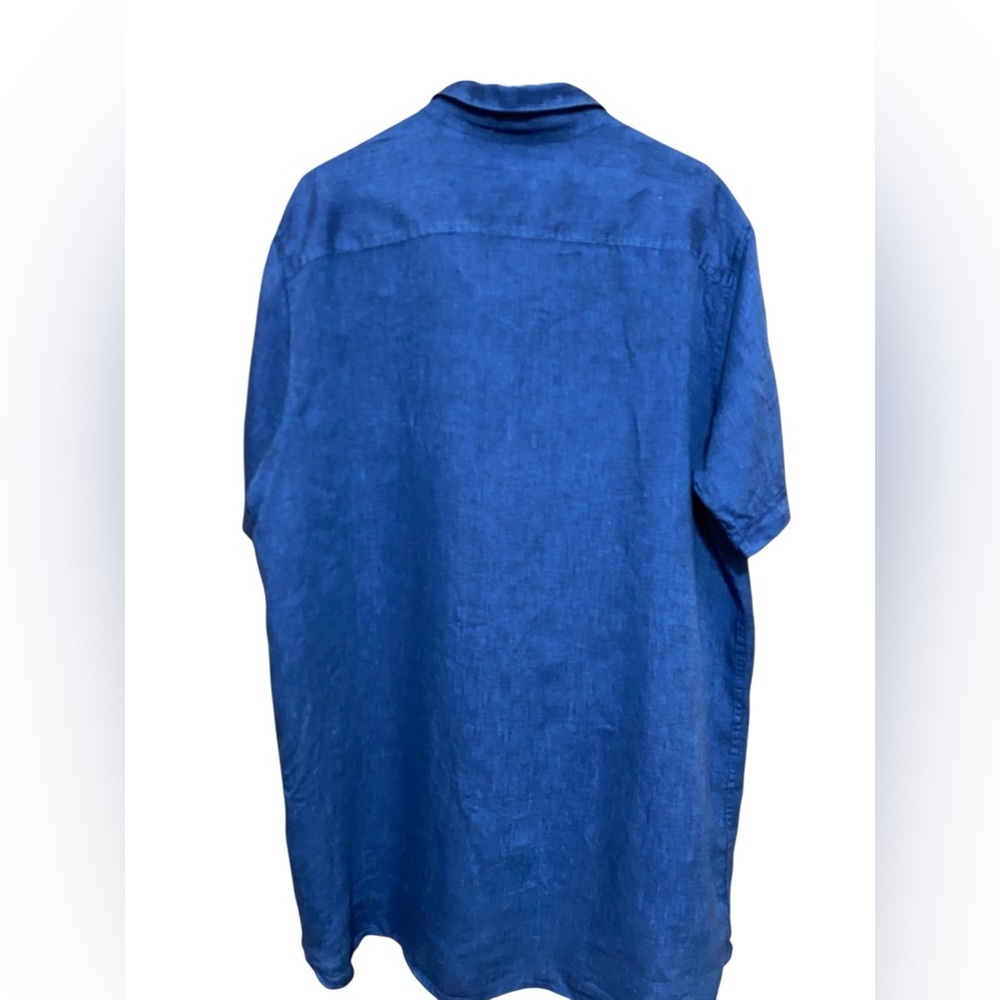 Perry Ellis XLT Mens Blue 100% Linen Short Sleeve Shirt. - Picture 2 of 11